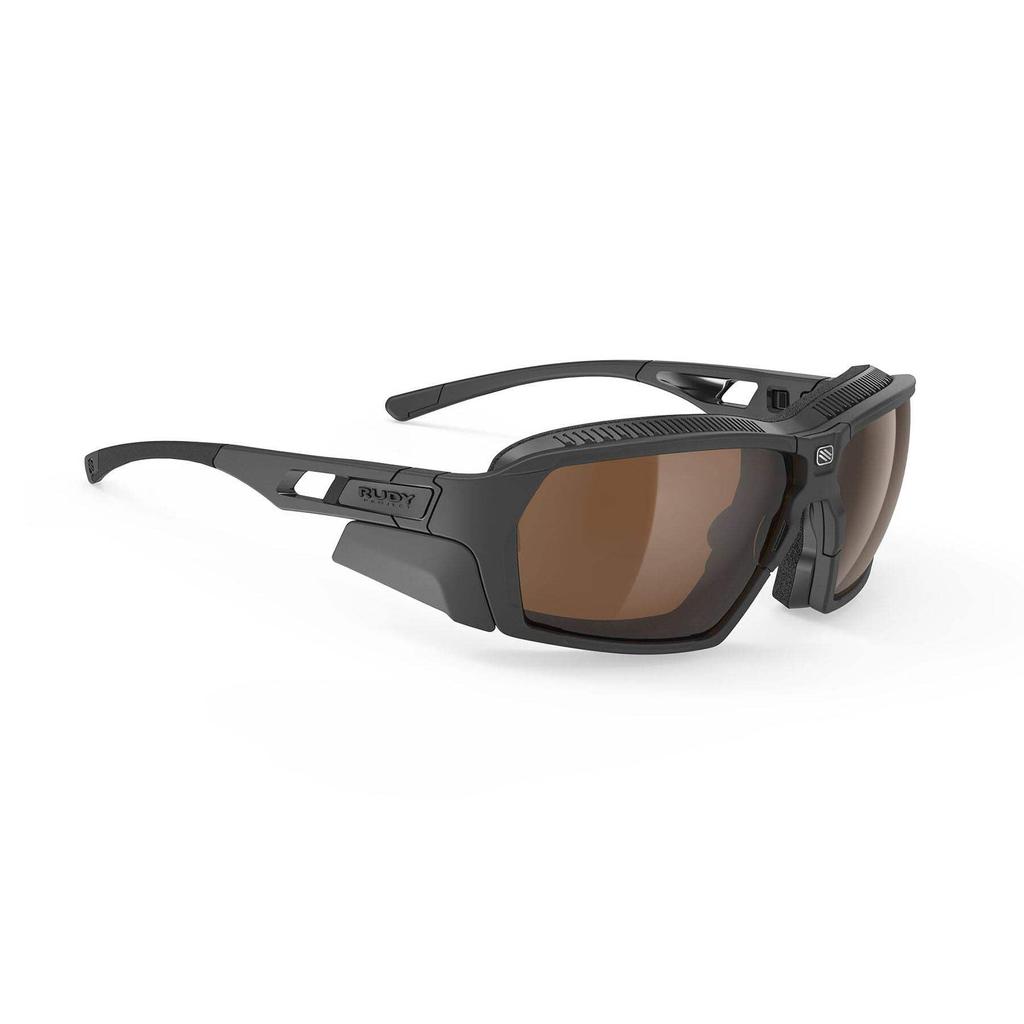 Rudy Project AGENT Q Sports Black Altitude Gold Sunglasses, Matte/High + Multi-Laser + Clear, SP709806-S003