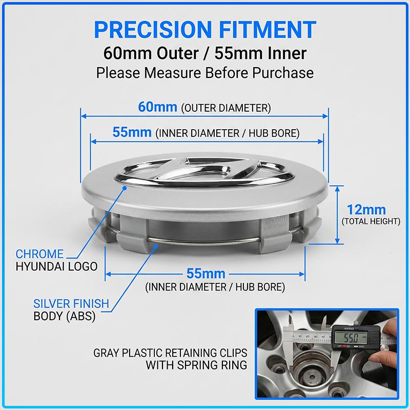 4 STKS 60MM Auto Badge Embleem Wielnaafdoppen Velg Naafkap Afdekking Voor Hyundai Accent Aslan Avante HB20 i20 i30 i40 ix20 Parisi BAYON