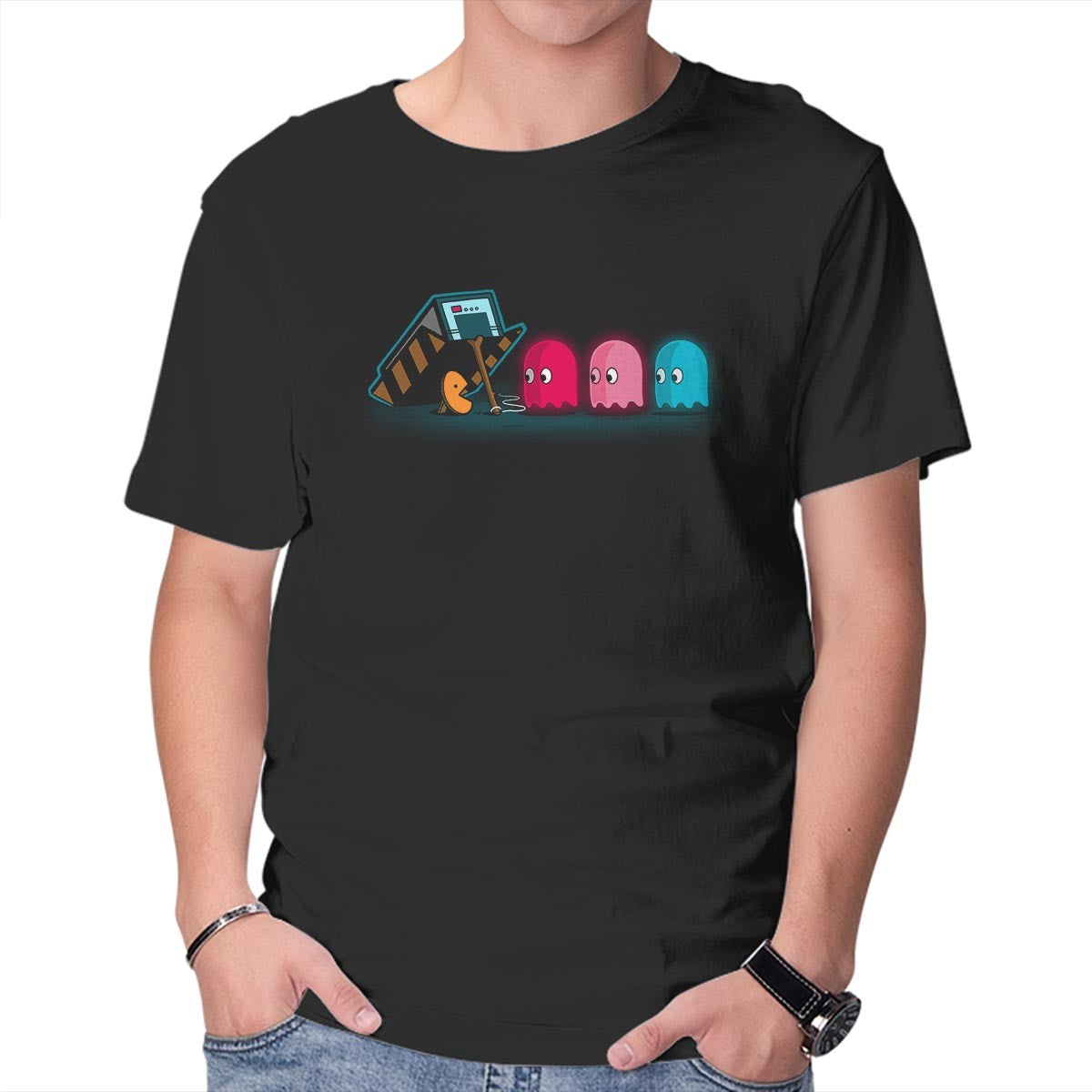 Unisex Crew Neck T-Shirt Ghost Trap Graphic Short Sleeve Casual Tee L