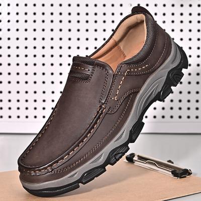 Komfort Outdoor Herren Wanderschuhe Mode Weich Klassische Fahrschuhe Rutschfest Wanderschuhe Echtes Leder Freizeit Slipper