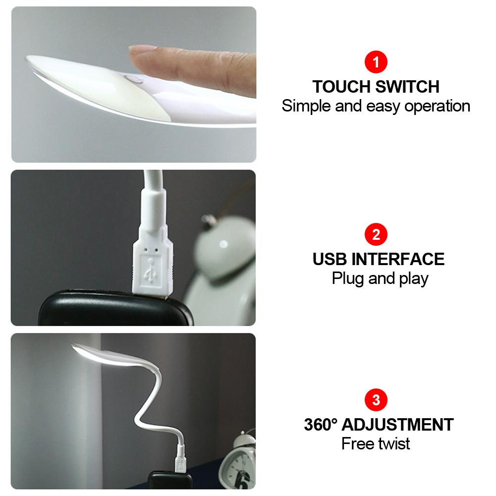 Mini laptopuri portabile USB LED Lumină de noapte PC Laptop-uri Lampă de birou de masă Comutator tactil Portabil Flexibil Reglabil Protecție pentru ochi