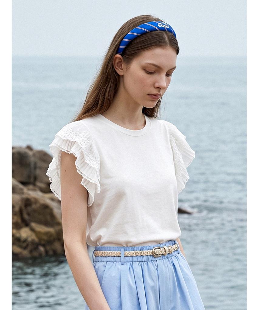 Poebeo21 Lace Ruffle Sleeve T-Shirt (Ftdbts066)