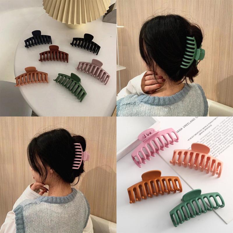 Women Resin Big Hair Claw Clips Non-slip Shower Clip Strong Metal Spring Hairpin Back Head Clip