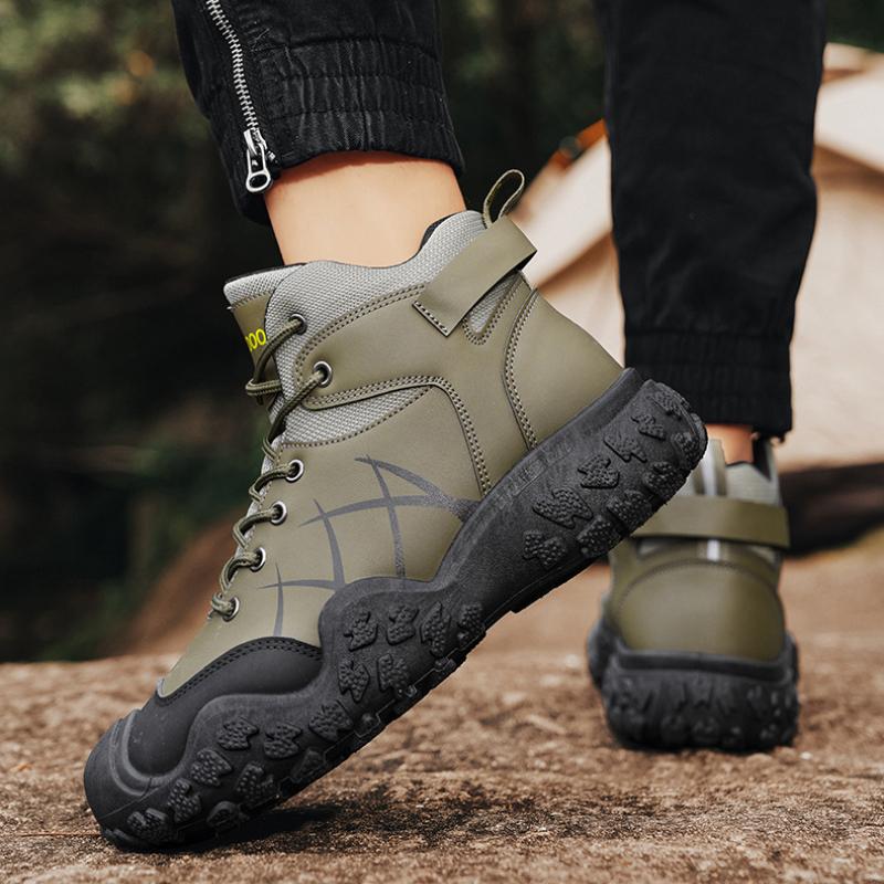 Men Hiking Shoes High Quality Anti-Slip Men Desert Boots Fashion High Top Sneakers Outdoor Wear-Resistant Men Work Safety Shoes