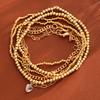 6Pcs/Set Gold Color Heart Crystal Beaded Bracelets for Women Vintage Punk CCB Stretch Pendant Bracelets Set Simple Jewelry Gifts