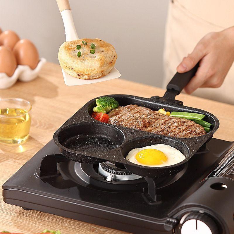 Three-in-one Breakfast Thick Frying Pan for Home Use, Frying Eggs, Flat-Bottomed Frying Pan, Steak Eggs,