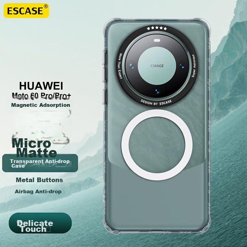 Huawei Mate60Pro/Pro+ Phone Case, Magnetic Full Coverage Shockproof Matte Frosted Hard, Ultra-Thin Simple High-End Business Outer Case, Elegant Black