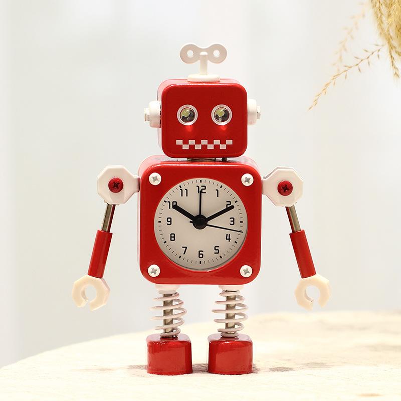 Metal Deformation Robot Creative Student Cute Children Cartoon Stylish Boy Girl Silent Bedside Alarm Clock