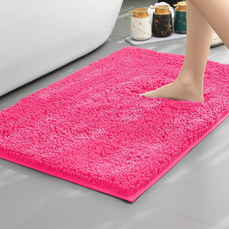 Chenier Thickened Solid Color Bathroom Floor Mat, Bathroom Non-Slip Foot Mat, Household Bathroom Door Absorbent Dirt-Resistant Carpet