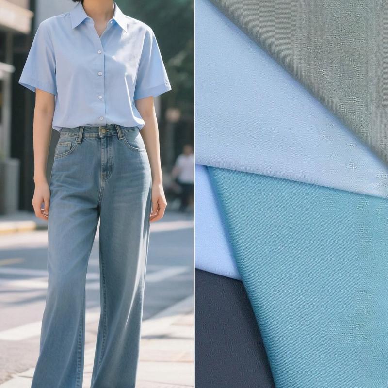 Stræk Effektiv Ensfarvet Bambusstof Blødt Behageligt til DIY Syning Dame Business Casual Skjortekjole Bukser Pyjamas Tøjstof