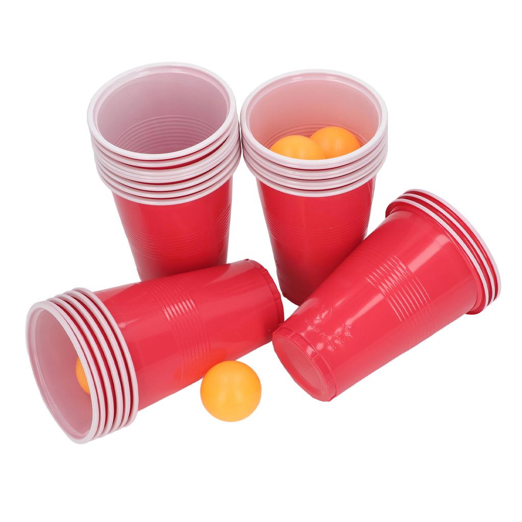 Beer Pong Game Cup 24 Table Tennis Balls 24 Cups Plastic Interesting Portable Reusable Beer Cups