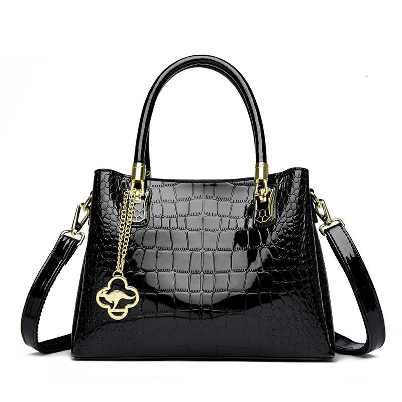 

Ретро женская сумка одноплечная сумка кроссбоди лакированная блестящая женская сумочка чёрный