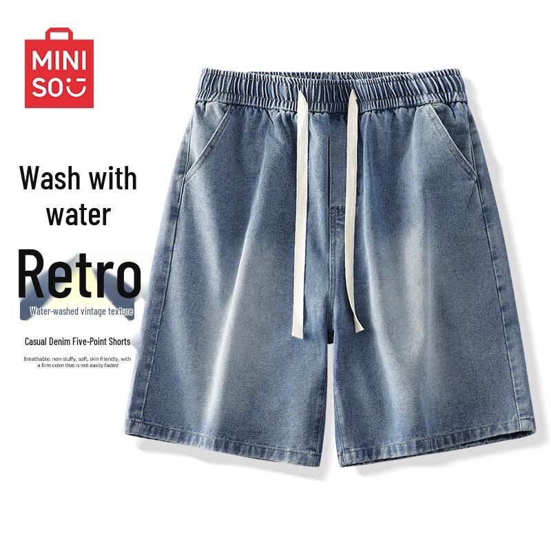 MINISO Men s Retro Loose Fit Denim Shorts XL