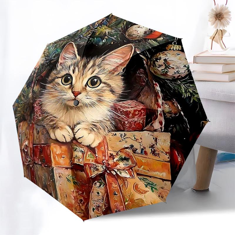

1pc Automatic Folding Umbrella, Portable 3-Fold Design with 8-Bone Iron Frame, Perfect for Festivals, Travel, Daily Use, and Gift Giving.H091