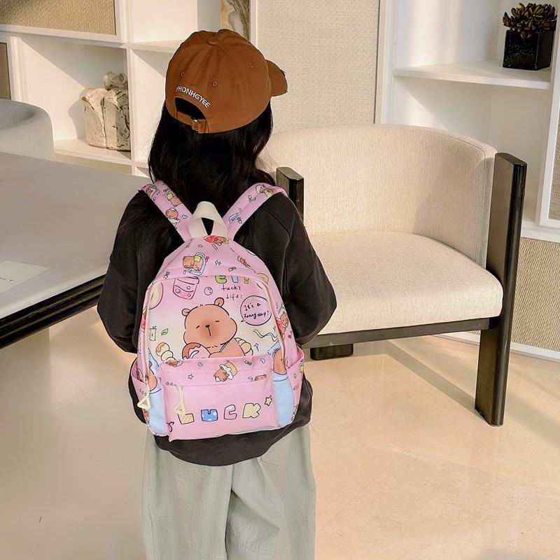 School bag cartoon school bag boys and girls cute cartoon kapibara double click press backpack