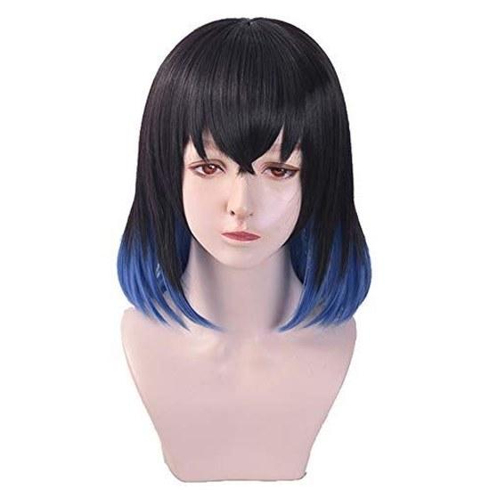 High-temperature fiber Unisex Mens Real Ombre Kimetsu no Yaiba Short Cosplay Wig Synthetic (Hashibira Inosuke)