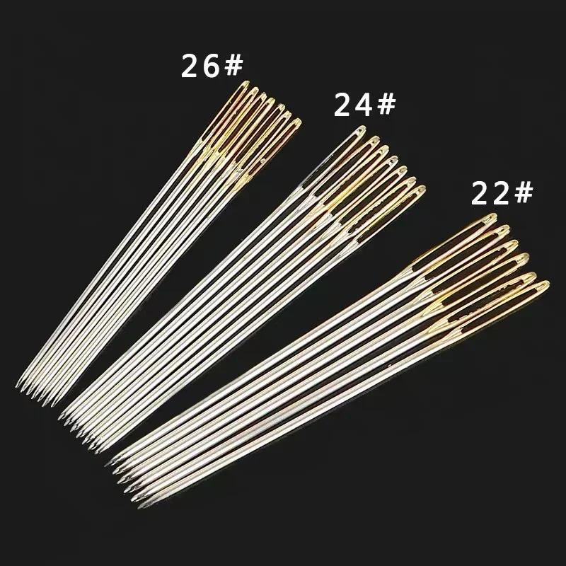 30/60Pcs Large Eye Cross Stitches Needles with Threader DIY Stitch Embroidery Needlework Threading Needle Hand Sewing Tools