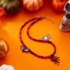 Halloween Colorful Rice Beads Chain Necklace for Women Men Black Cat Spider Bat Pumpkin Ghost Pendant Choker Clavicle Jewelry
