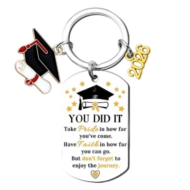 Stainless Steel Graduation Cap Keychain Bag Decoration For 2026 Commencement Academic Keepsake Graduation Gift