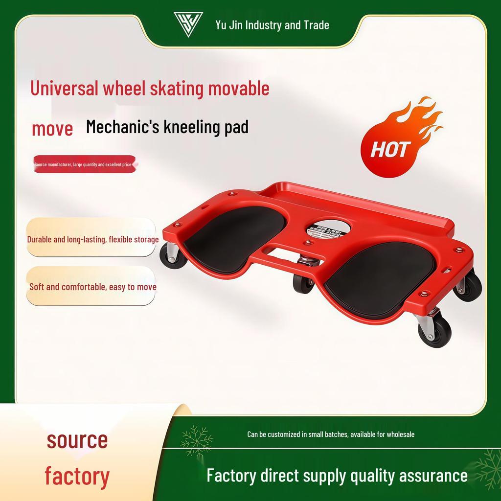 Car Repair Knee Pad with Universal Wheels and Multi-Functional Kneeling Board