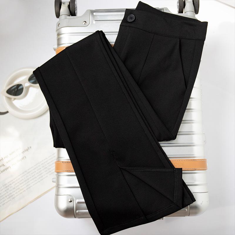 Radish Uncle Black Split Bell Bottoms Female Summertime Thin High Waist Slim Straight Pants Micro Relaxed Pants