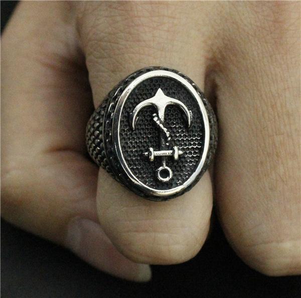 Drop Ship Size 7-14 Cool Iron Chains Anchor Ring 316L Stainless Steel Man Fashion Golden Anchor Ring