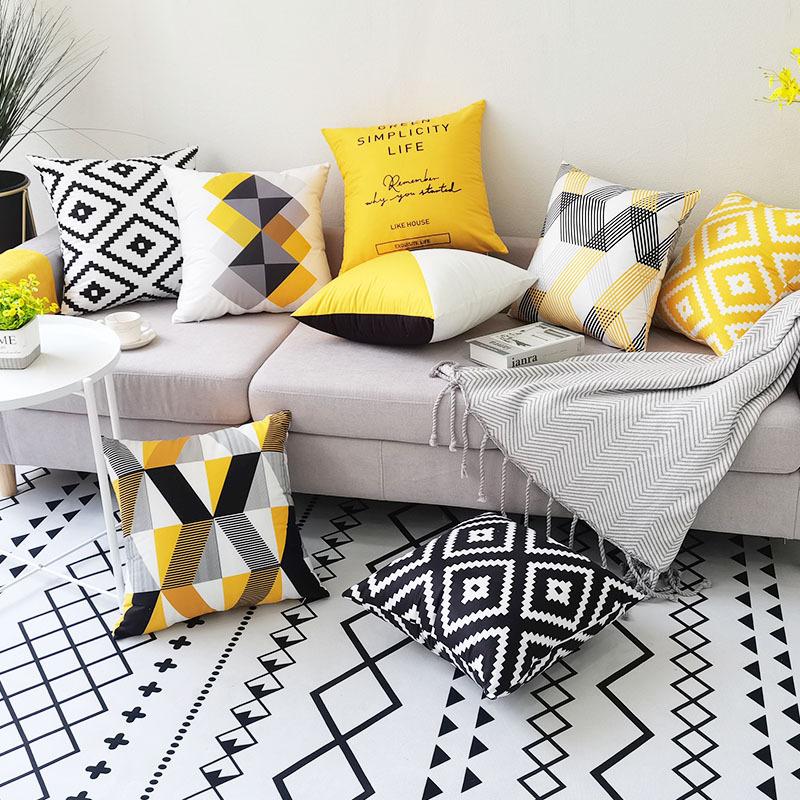 New Nordic-style Simple Geometric Pattern Pillowcase for Summer Ins Sofa Headrest Without Pillow Core
