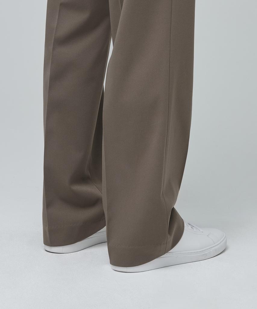 Musinsa Standard Heavyweight Fleece-Lined Wide Hidden Elastic Waist Slacks [Dusty Beige]