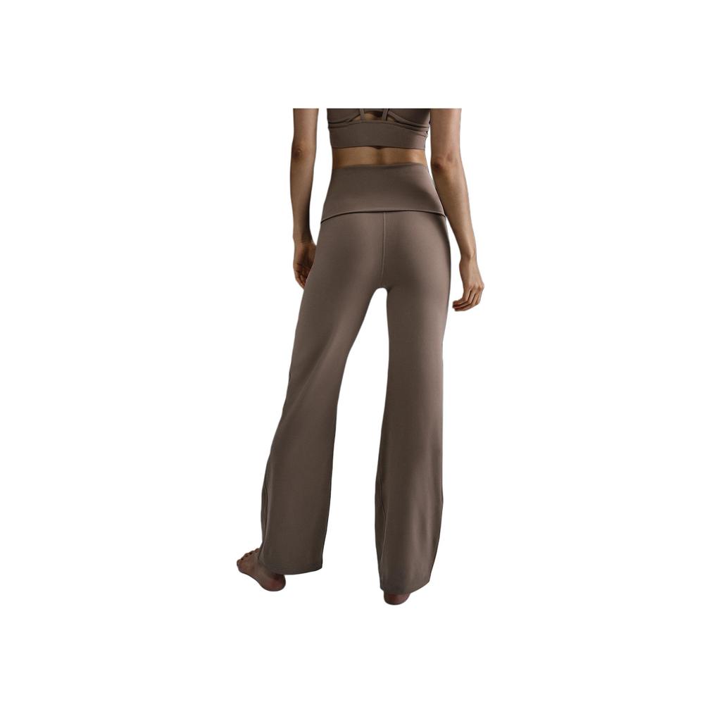 Nike Solid High-Waisted Slim Fit Flared Casual Pants Women Bottoms Brown FV7849-233