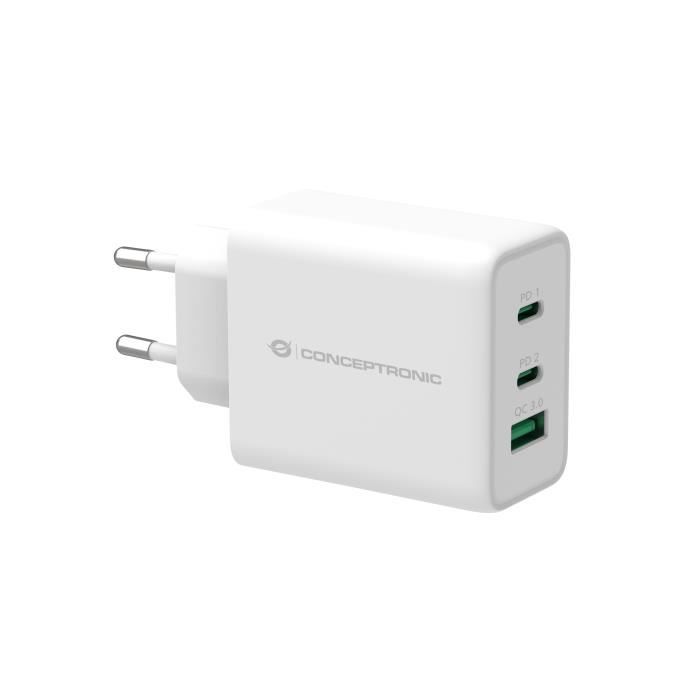 Chargeur - CONCEPTRONIC - ALTHEA12W - 65W - 3 Ports USB - Protection Surchauffe/Surcharge/Court-circuit