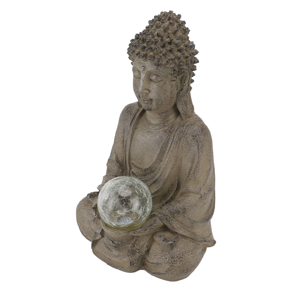 Statuie Buddha Rășină Sculptură Buddha cu Lampă pentru Decor Grădină Exterioară Ornament pentru Casă