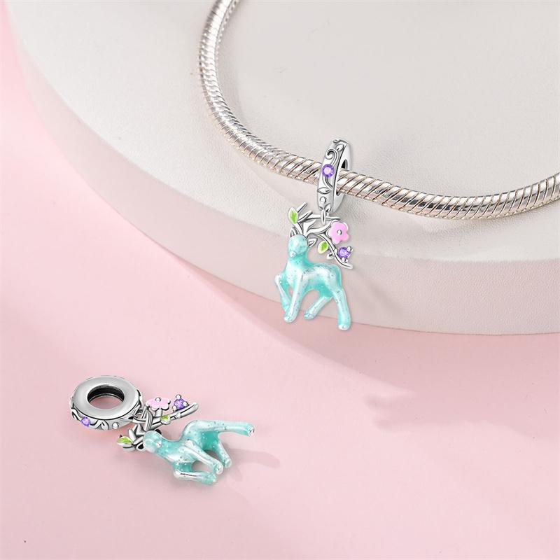 New In copperplated Mysterious Luminous Elk Pendant Compatible With Panora BraceletsBangle Do It Yourself Bead Charms Ideal For Women Birthday Fine