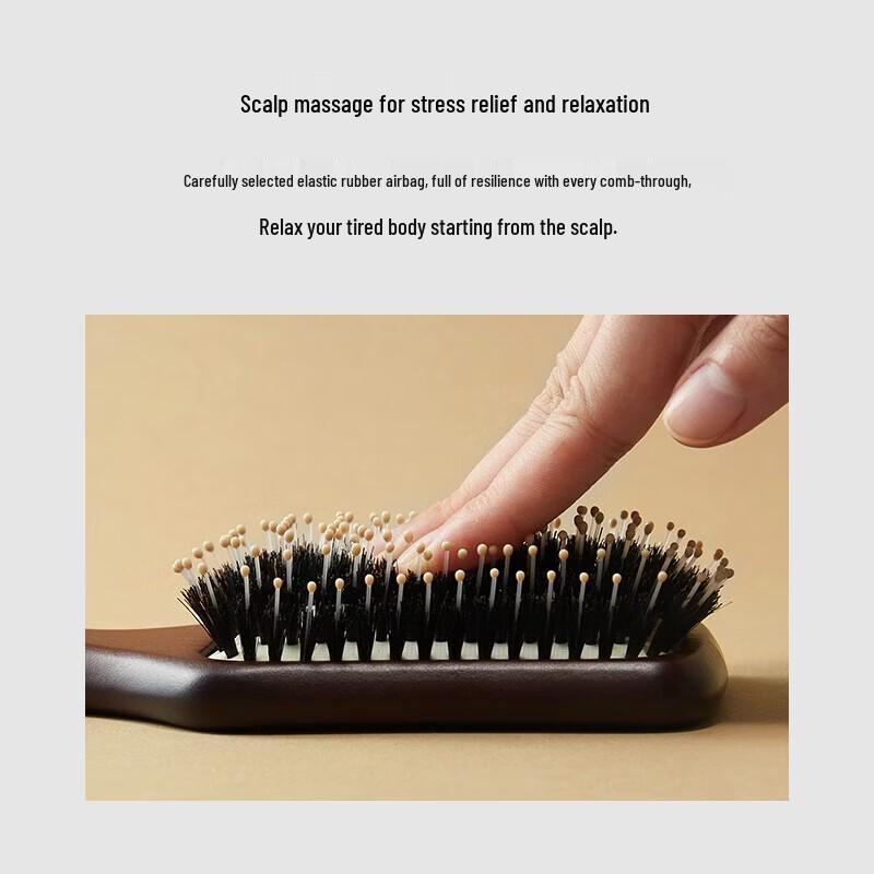 Yujian Upgraded Boar Bristle Scalp Massage Wooden Comb