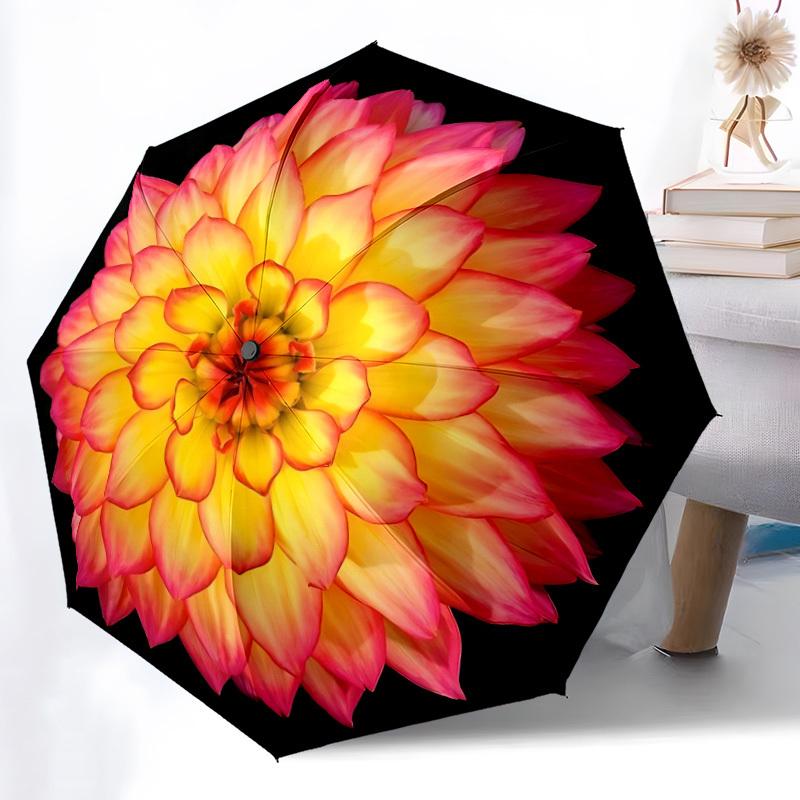 1pc Flower Print Automatic Open/close Folding Umbrella, Compact Portable Travel Umbrella, Perfect Birthday/Christmas, Cute Umbrella, Durable