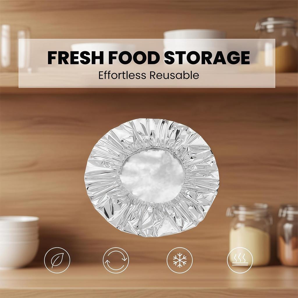 30pcs/set Elastic Food Covers Insulated Aluminum Foil Stretch Food Storage Stretch Lid Cover for Home Kitchen Meal Prep Baking