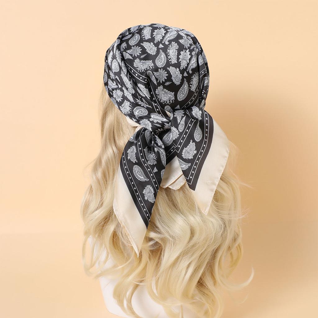 Paisley 70*70Cm Silk Satin Hair Scarf Women Handkerchief Printed Female Square Head Bandana Small Neck Muffler Hijab Lady