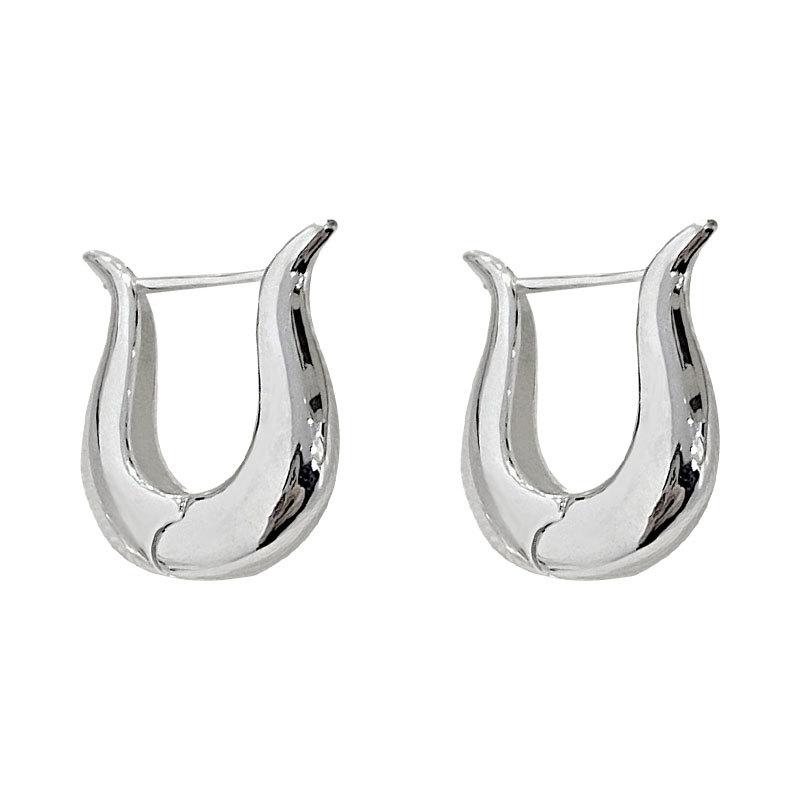 Simple Niche Design Photosensitive Surface U-shaped Earrings Ins Fashion Personalized Earrings New Style