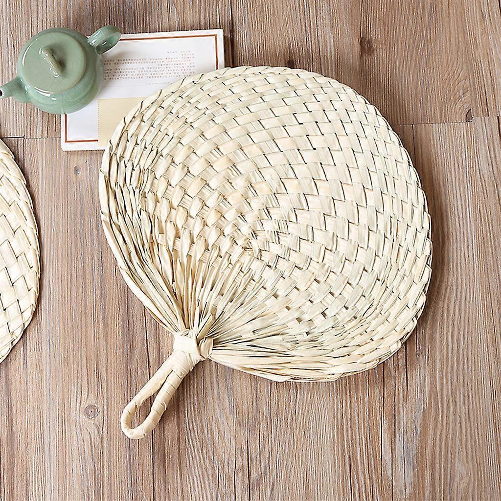 Chinese Style Handmade Fan Natural Hand Weaving for Palm Leaf Fan Blades Portable Cooling Fan For Child and Adult