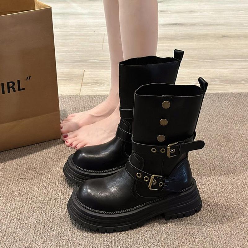 British Martin boots women's new autumn retro women's shoes Maillard brown boots platform black short boots