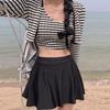 Trendy Women's Striped Three-Piece Swimsuit - Slimming Tummy-Covering Beachwear for Vacations