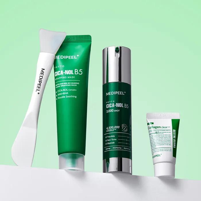 Phyto Ciccanol B5 Calming Wrapping Mask & Soothing Needle 3,000 Shot Serum Set (Pack Brush + Soothing Cleanser Miniature Gift)