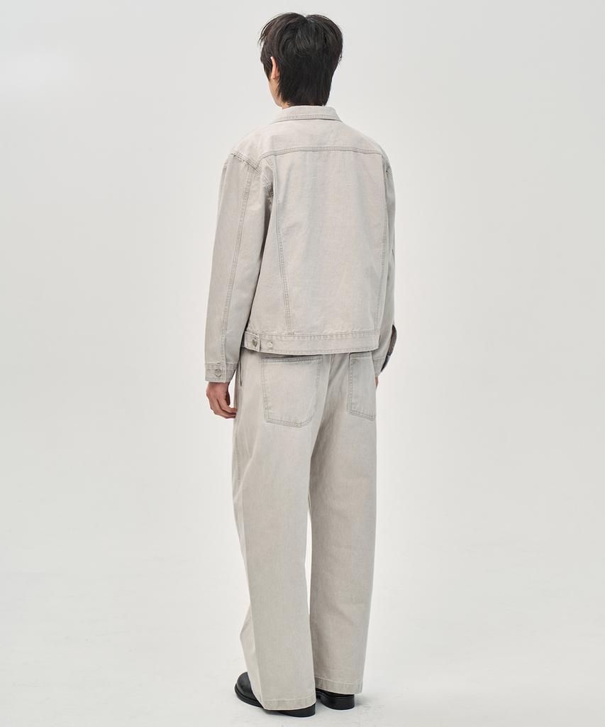 PRAIRIE Washed Curved Belt Pants (Light Gray)