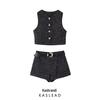 2025 Spring Women's European & American Style Round Neck Tank & Shorts Skirt Set