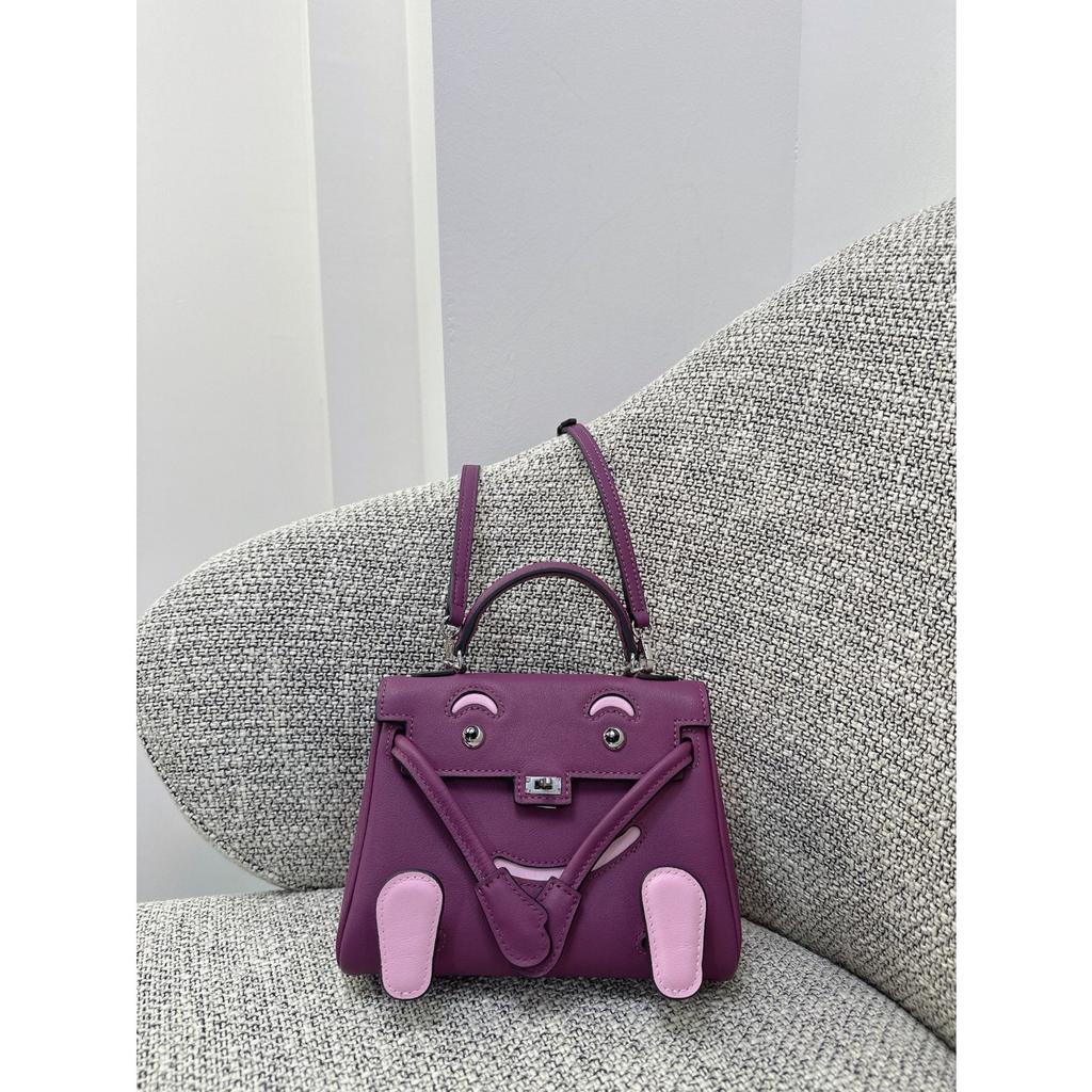 Millennium Doll Bag Smiley Face Bag Genuine Leather Mini Handbag First Layer Cowhide Alligator Pattern Shoulder Messenger Bag Women