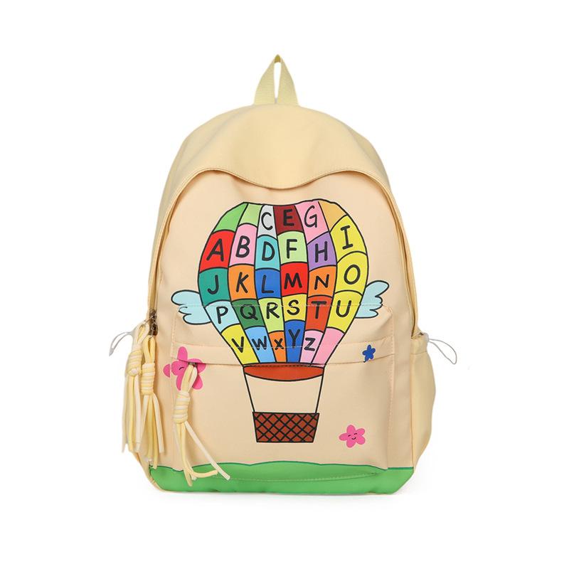 Student Cartoon Schoolbag Letter Print Backpack