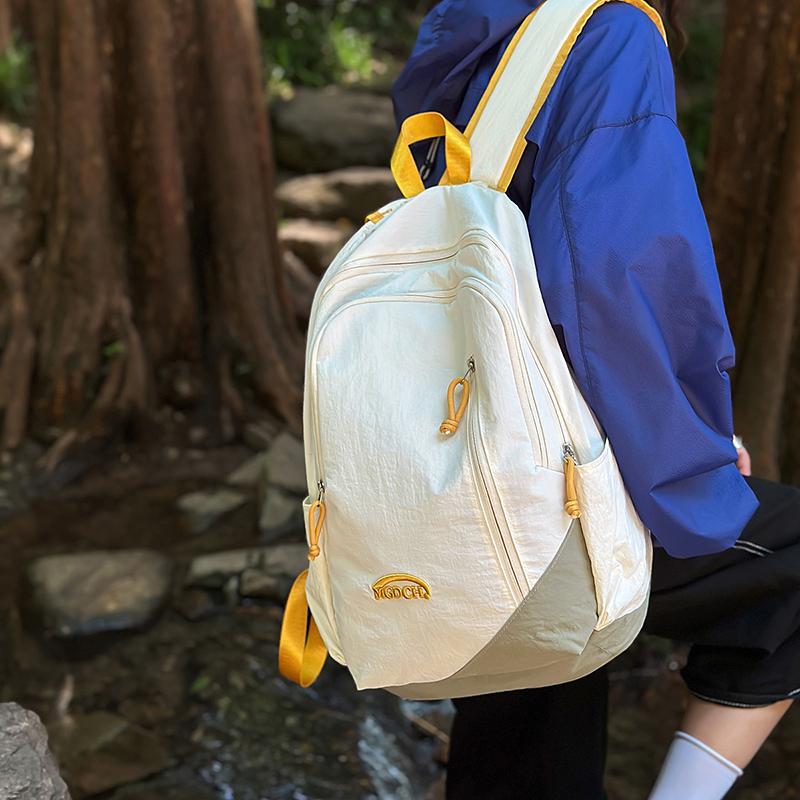 Color Block Schoolbag Women's Backpack Large Capacity Student Travel Backpack