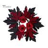 Home Party Supplies Halloween Floral Candle Ring, Artificial Maple Rose Wreath for Festive Atmosphere Decorations Holder, Spooky Table Centerpiece
