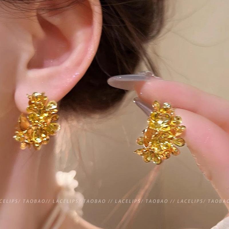 Vacation Style Dopamine Flower Earrings Women's Summer Sweet Temperament Versatile High-end Stud Earrings 925 Silver Needle Earrings