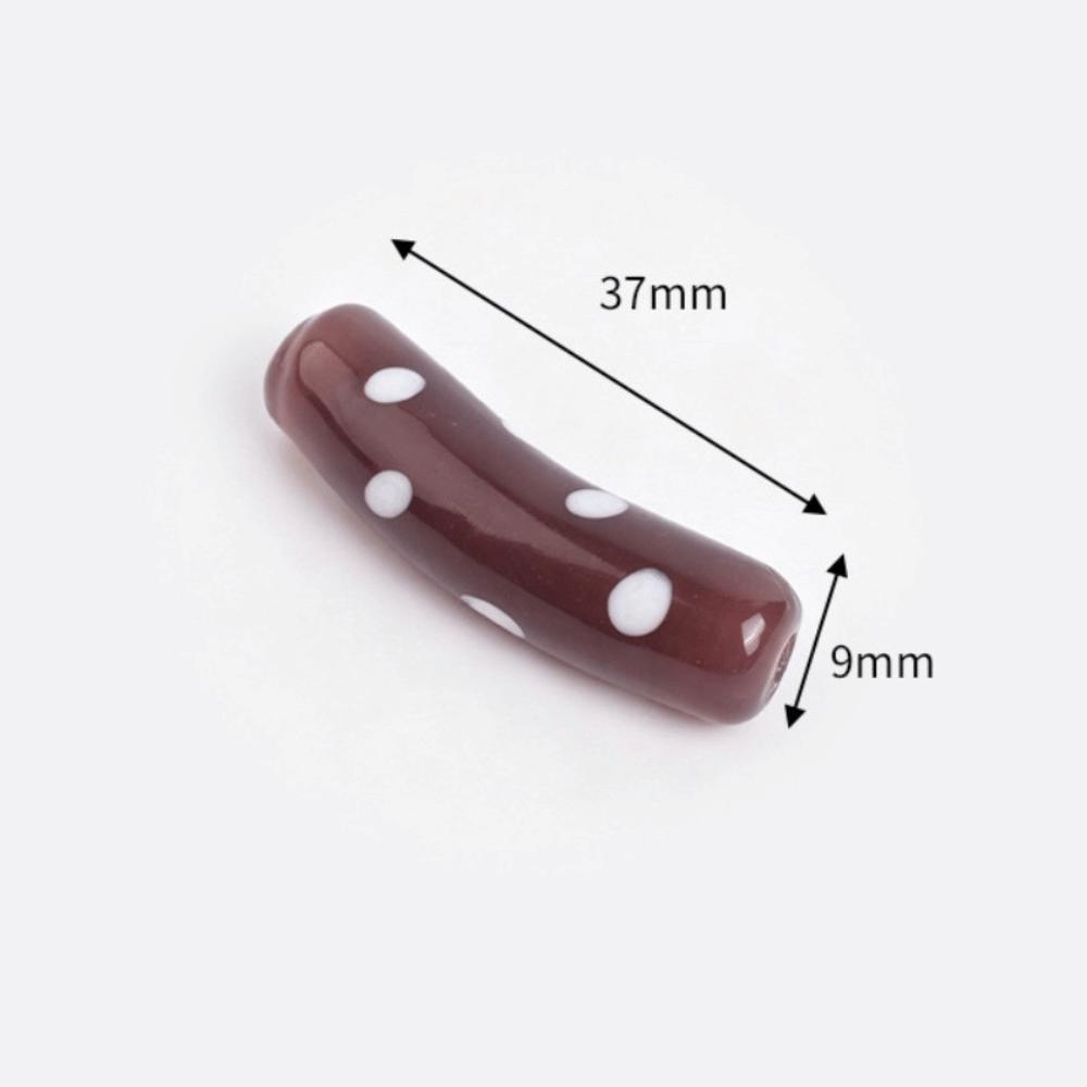 With Hole Curved Glass Beads 37 Styles Polka Dot Beads Lampwork Beads for 20pcs Diy Jewelry Making