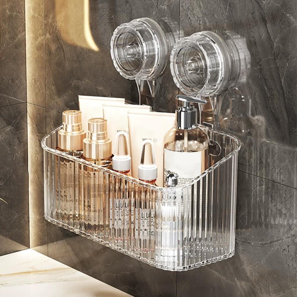 Bathroom Suction Cup Storage Rack Wall Mounted No Punching Storage Box Cosmetics Kitchen  Organizers Multifunctional Storage